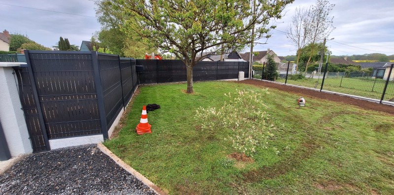 Sur Duclair 76 chantier de clôture panneaux rigide 